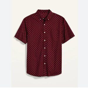 Old Navy Built-In Flex Everyday Short-Sleeve Shirt Burgundy Red Large